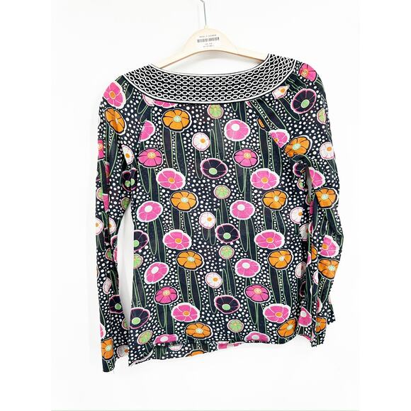 Tory Burch Boho Embroidered Floral Logo Tunic Size 4 - Picture 2 of 3